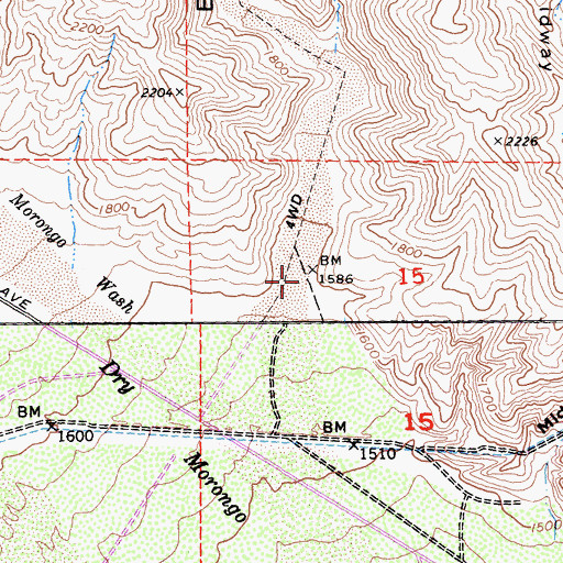 Topographic Map of Big Morongo Canyon, CA