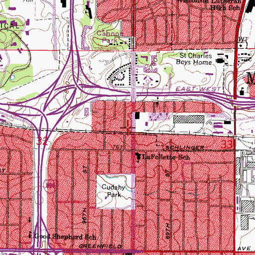 Topographic Map of Meda - Care Ambulance Station 4, WI
