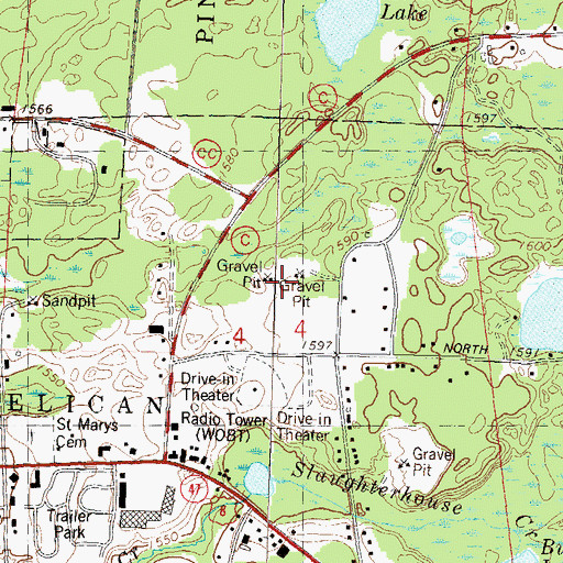 Topographic Map of Oneida County Ambulance Rhinelander, WI