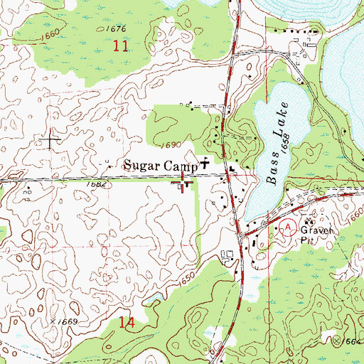 Topographic Map of Oneida County Ambulance Sugar Camp, WI