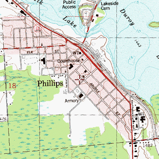 Topographic Map of Central Price County Ambulance Service, WI