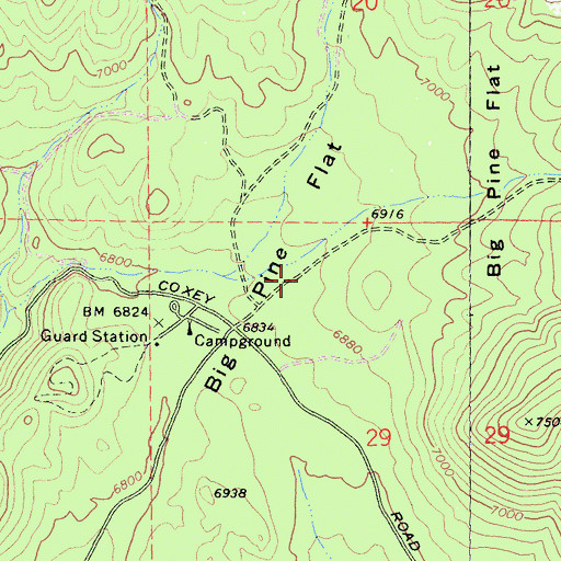 Topographic Map of Big Pine Flat, CA
