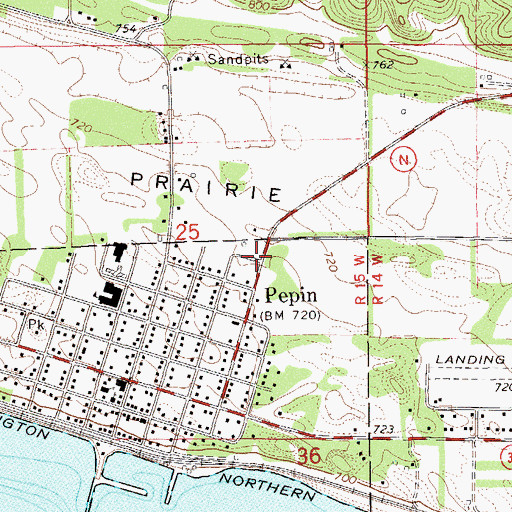 Topographic Map of Pepin Emergency Ambulance Service, WI