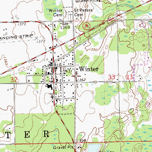 Topographic Map of Sawyer County Emergency Ambulance Service Winter Station, WI