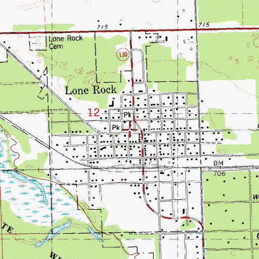 Topographic Map of Lone Rock Rescue Unit, WI