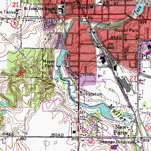 Topographic Map of Plymouth Ambulance Service, WI