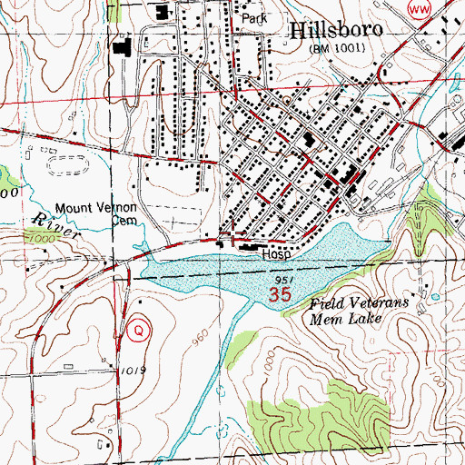 Topographic Map of Hillsboro Area Ambulance Service, WI