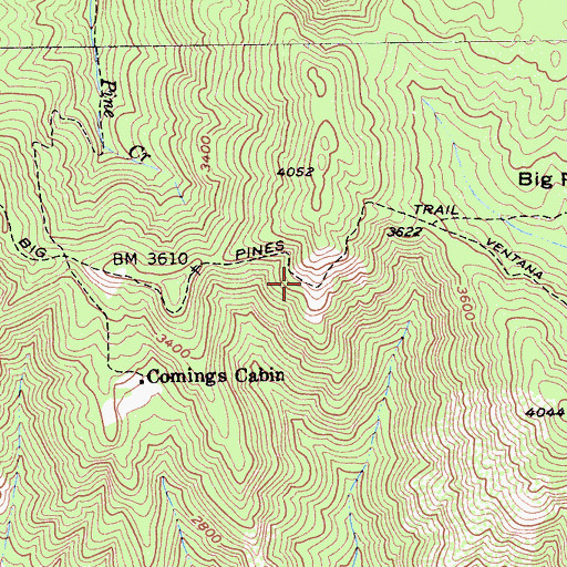 Topographic Map of Big Pines Trail, CA