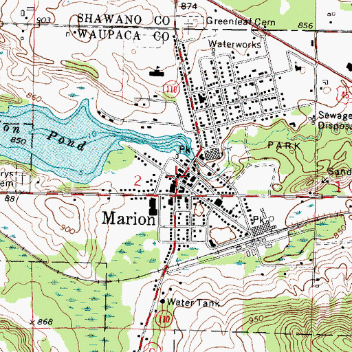 Topographic Map of Clintonville Area Ambulance Service, WI