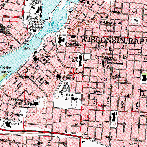 Topographic Map of Higgins Ambulance Service, WI