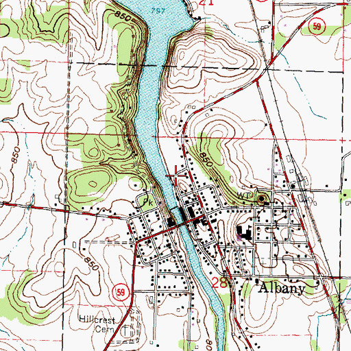 Topographic Map of Albany Emergency Medical Services, WI