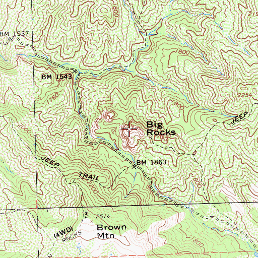 Topographic Map of Big Rocks, CA