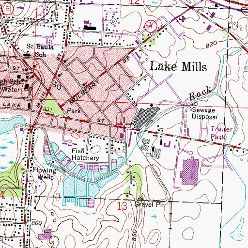 Topographic Map of Lake Mills Emergency Medical Services, WI