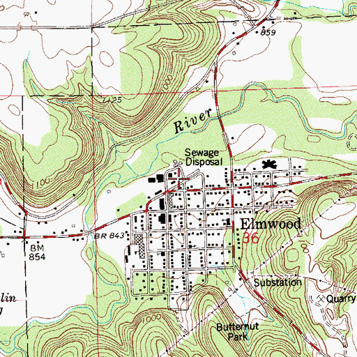 Topographic Map of Elmwood Area Ambulance Service, WI
