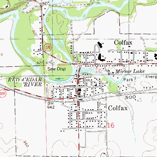 Topographic Map of Colfax Rescue Squad, WI