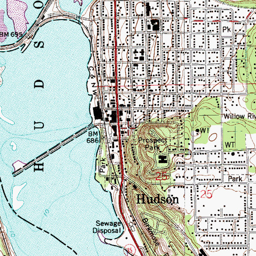 Topographic Map of Saint Croix Emergency Medical Services, WI