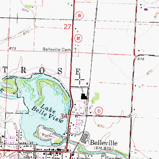 Topographic Map of Belleville Area Emergency Medical Services, WI