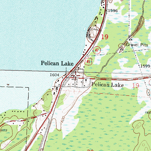 Topographic Map of Oneida County Ambulance Pelican Lake, WI