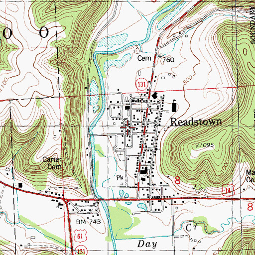Topographic Map of Readstown Emergency Medical Services, WI
