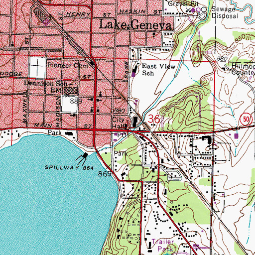 Topographic Map of Medix Ambulance Services Lake Geneva, WI