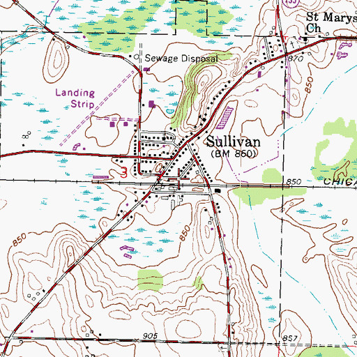 Topographic Map of Sullivan Emergency Medical Services, WI