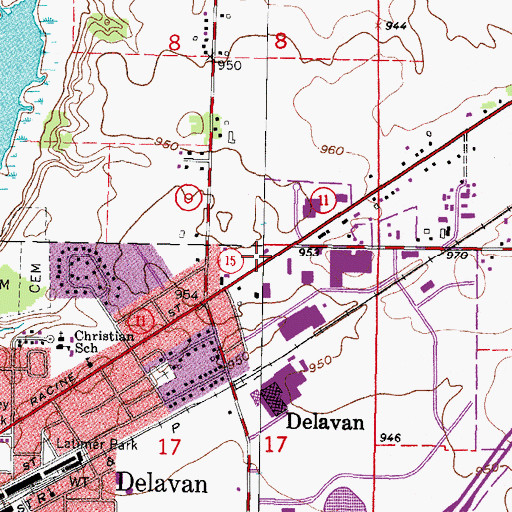 Topographic Map of Paratech Ambulance Service, WI
