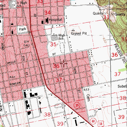 Topographic Map of Interstate Emergency Medical Services of Prairie du Chien, WI