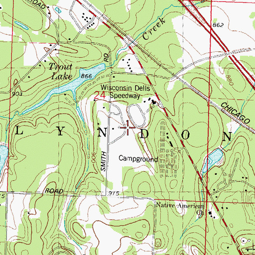 Topographic Map of Dells Raceway Park Emergency Medical Services, WI