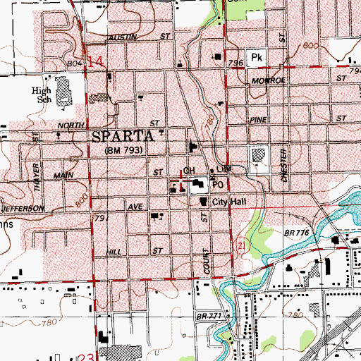 Topographic Map of Mayo Clinic Health System - Franciscan Healthcare in Sparta, WI