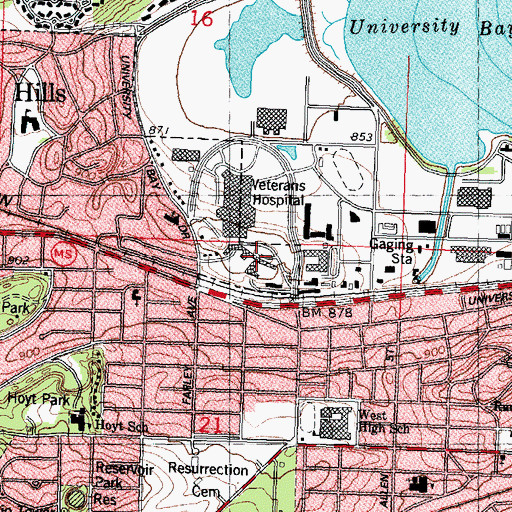 Topographic Map of William S Middleton Memorial Veterans Hospital, WI