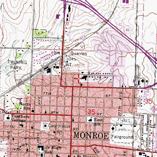 Topographic Map of Monroe Clinic Hospital, WI