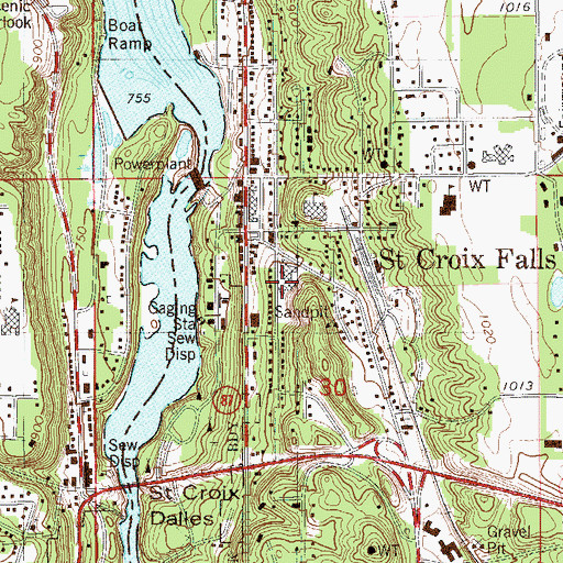 Topographic Map of Saint Croix Regional Medical Center, WI