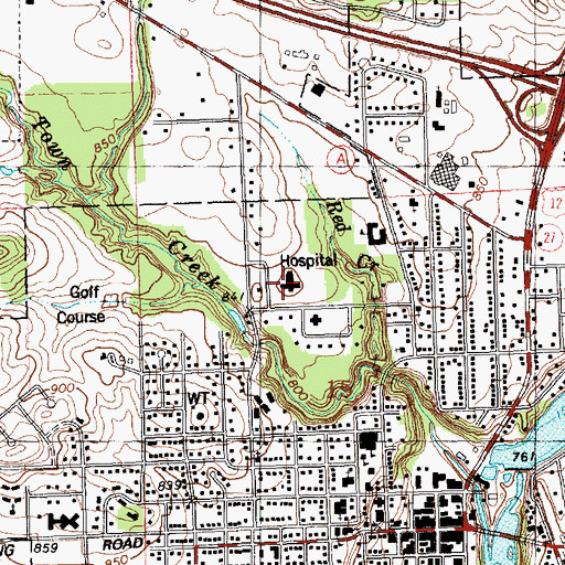 Topographic Map of Black River Memorial Hospital, WI