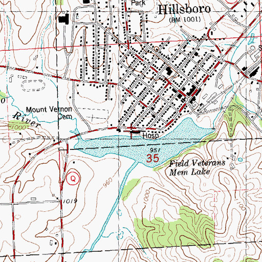 Topographic Map of Saint Josephs Community Health Services, WI