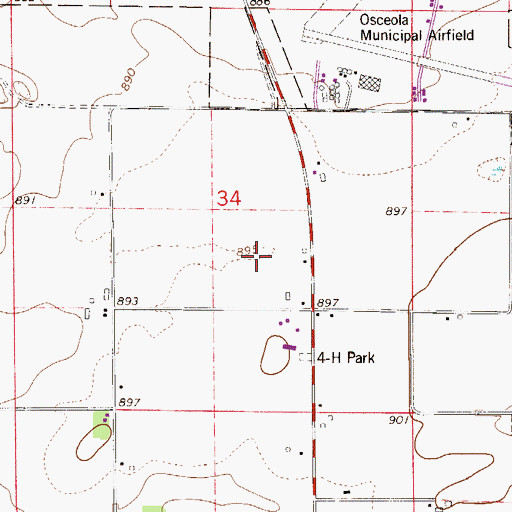 Topographic Map of Osceola Medical Center, WI
