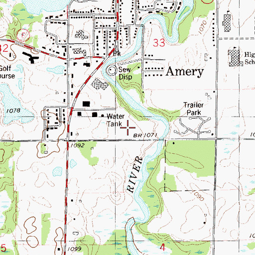 Topographic Map of Amery Regional Medical Center, WI