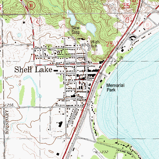 Topographic Map of Indianhead Medical Center Shell Lake, WI