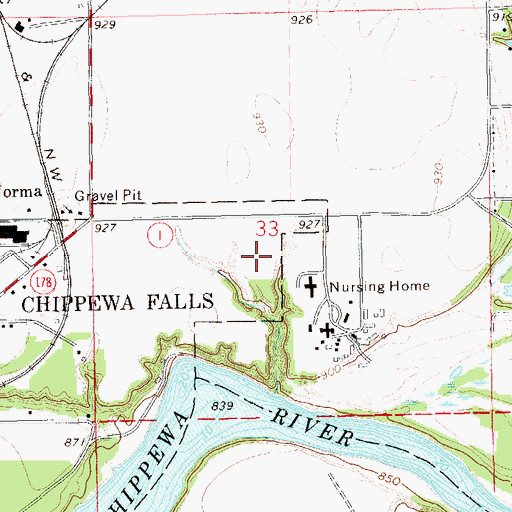 Topographic Map of Saint Joseph's Hospital, WI