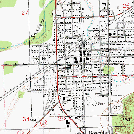Topographic Map of Gundersen Boscobel Area Hospital and Clinics, WI
