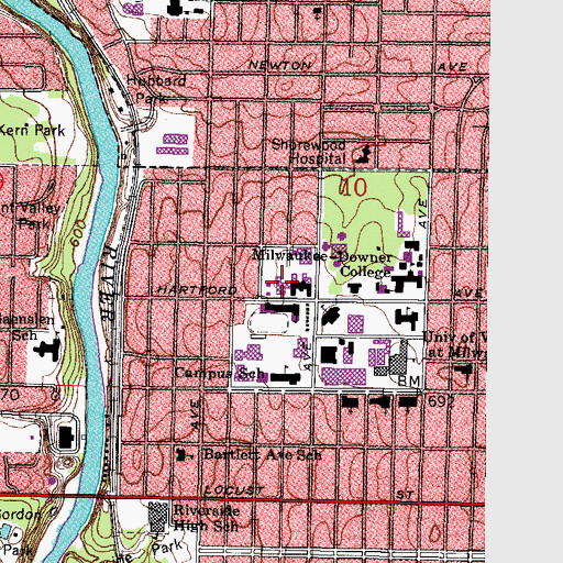 Topographic Map of Sacred Heart Rehabilitation Institute, WI