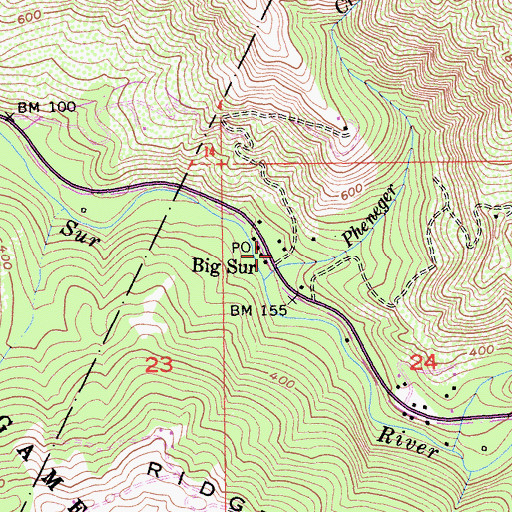 Topographic Map of Big Sur, CA