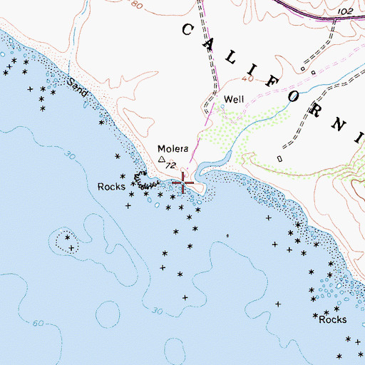 Topographic Map of Big Sur River, CA
