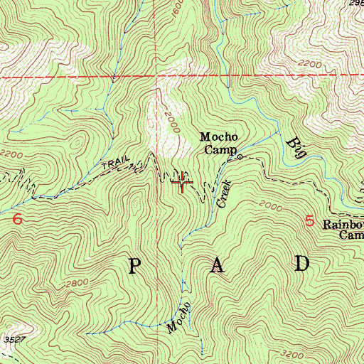 Topographic Map of Big Sur Trail, CA