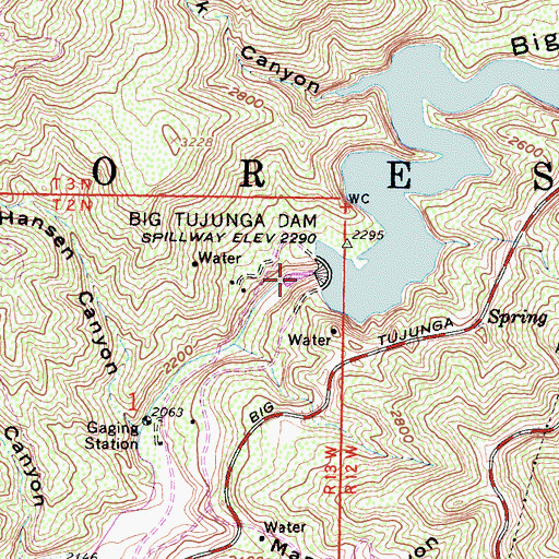 Topographic Map of Big Tujunga Dam, CA