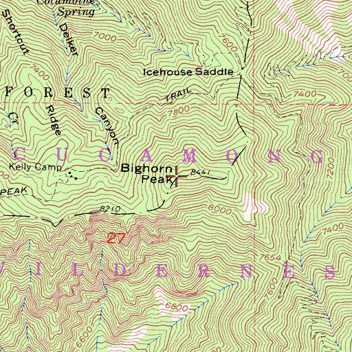 Topographic Map of Bighorn Peak, CA