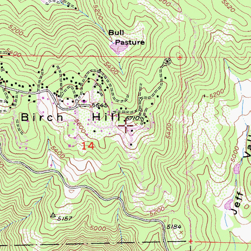 Topographic Map of Birch Hill, CA