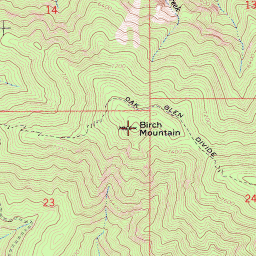Topographic Map of Birch Mountain, CA