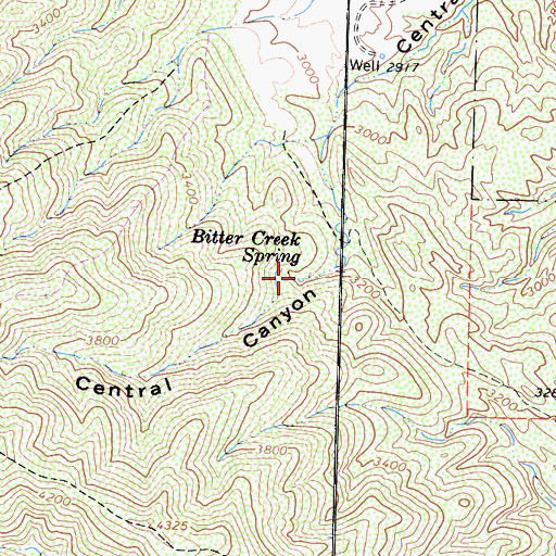 Topographic Map of Bitter Creek Spring, CA