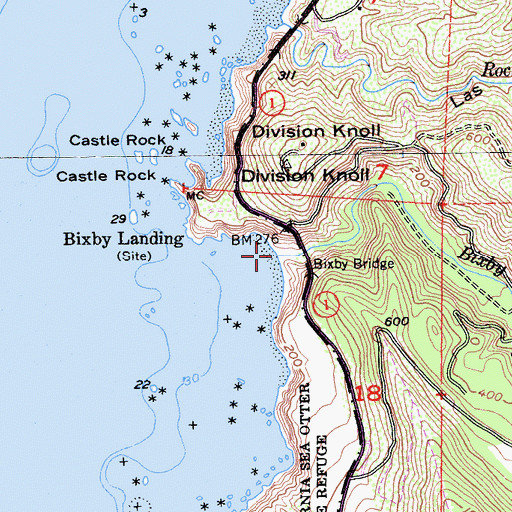 Topographic Map of Bixby Creek, CA