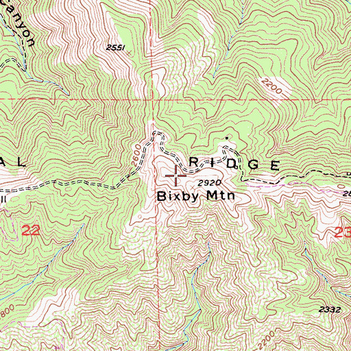Topographic Map of Bixby Mountain, CA